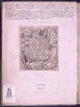 Notes in modern hand and coat of arms of the abbey of Citeaux