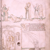 St. John and the snaky chalice; John consecrating the host at the celebration of mass; and John rising from a tomb full of manna