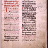 Incipit of text, rubric, music, red and blue initials; stamp of Melk