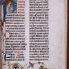 Opening of part 2. Hand 1(?), large initial with miniature of Virgin and Child at the Nativity; coat of arms of the monastery of Melk