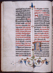 Large initial on a gold field, quire signature as "quartus"