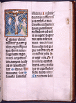 Crucifixion miniature of 1-column width; the cross itself serves as the "T" for the beginning of the text, Te igitur