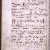 Page of music; the foliation in red roman numerals was originally on the recto; the leaf has been reversed in its present binding