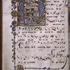 Initial for the mass of St. Peter depicting Christ giving the keys to Peter; Christ presenting Peter to the populace; Christ liberating Peter from prison