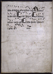 Explicit of Part 3; across the top of the page are visible the stitching holes for the small curtain that would have protected the miniatures on the recto