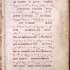 Page of music and text. Staves with single red line