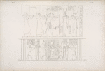 1.Tolomeo Filadelfo [Ptolemy II Philadelphus] viene a fare offerte a Iside [Isis] e Horus.  2. Iside [Isis] puerpera e nutrice di Horus, in mezzo ad Ammone, Thoth ed altre deità.