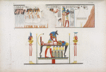 Accompagnamento di una mummia al sepolcro. - Il dio Anubi [Anubis] presta gli ultimi uffizi a un defunto.