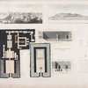 Figg.1 e 2.Veduta delle tombe egiziane di Beni-Hassan, e delle tombe etrusche di Castel d'Asso presso Viterbo. Figg. 7-10. Disegni di porte egiziane ed etrusche. Figg. 3-6. Pianta e tagli di una tomba egiziana nella valle di El-Asassif a Tebe [Thebes].