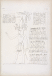 Figura gigantesca di Ramses IV [Ramses III] a Medinet-Abu [Medinet Habu], che trae seco tre ordini di nemici prigioni.