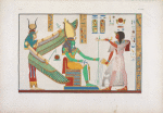 Ramses IV [Ramesses III] nella sua tomba a Biban-el-Moluk [Bîbân el-Mulûk] fa offerte a Phtah-Sokari-Osiride [Ptah-Sokaris-Osiris] e ad Iside [Isis].