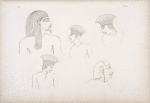 Teste di alcuni stranieri figurati nelle tavole precedenti, ritratte nella stessa dimensione, o ridotte a un terzo delle figure originali.