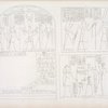 Fig. 1. Stela storico-religiosa del medesimo Menphtah II [Merneptah], ove, accompagnato dalla moglie Isinofre e da un figlio, fa offerta ad Amonrê [Amon] e Mut. Figg. 2, 3. Offerte del re Siphtah [Siptah] agli Dei.