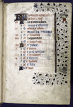 Opening page of calendar, in French