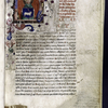 Opening of text, large painted initial with angel figure pasted in; hand 1