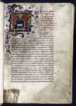 Opening of text, large painted initial with angel figure pasted in; hand 1