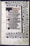 Opening page of calendar, written in French