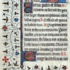 Page of text with initials, rubric, linefillers, border design, catchwords