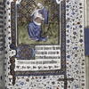 Miniature of Virgin and Child, with diapered background. Large initial, border design. French text