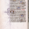 2-line gold initial with elaborate penwork flourishing in purple, [f. 14v]
