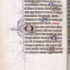 2-line gold initial with elaborate penwork flourishing in purple