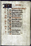 Opening page of calendar, written in French