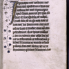 Opening of main text, large gold initial, rubric, border design