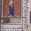 Miniature of Mary and Jesus, border design and initial, French text.
