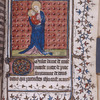 Miniature of Mary and Jesus, border design and initial, French text