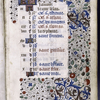 Opening page of calendar, written in French.  Border decoration