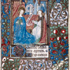 Miniature of the Annunciation, initials, linefiller