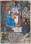 Miniature of the Annunciation, initials, linefiller