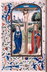 Miniature of the Crucifixion, and border decoration