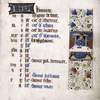 Opening page of calendar, written in French, and miniature of seasonal activity