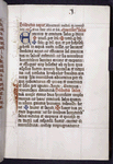 Opening of main text, initials with penwork, rubrics, placemarkerd