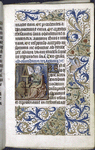 Miniature of Mark, small initial, border design, "rubrics" in blue