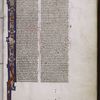 Opening of Genesis with very large painted initial, small blue initial, placemarkers, rubric, etc