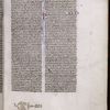 Page of text with red initial with blue penwork, book name and chapter number in red and blue, and marginal note about Jacob's children