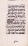 Page of text with gold initial and penwork, catchword