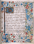 Opening of French text, border decorations