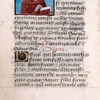 Miniature of St. Ambrose; catchword placed to the right of center page
