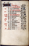 Opening page of calendar, written in French, border decoration