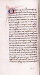 Page of text in hand 1, initial, catchword