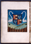 Coat of arms of early owner, apparently Engelbert de Cleves, comte de Nivernois
