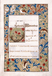 Opening of main Latin text, full border, initial with grotesque