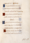 Page of Greek text with small initials, note in lower border