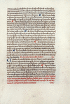 Page of text with catchword showing through in shadow from the other side of the leaf