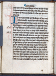 Page of text; initial with penwork and catchword