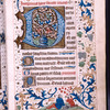 Large initial, hand 2, border design, opening of main text, initials, rubrics and linefillers, placemarkers