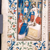 Miniature of mass with Christ and instruments of crucifixion.  Border design